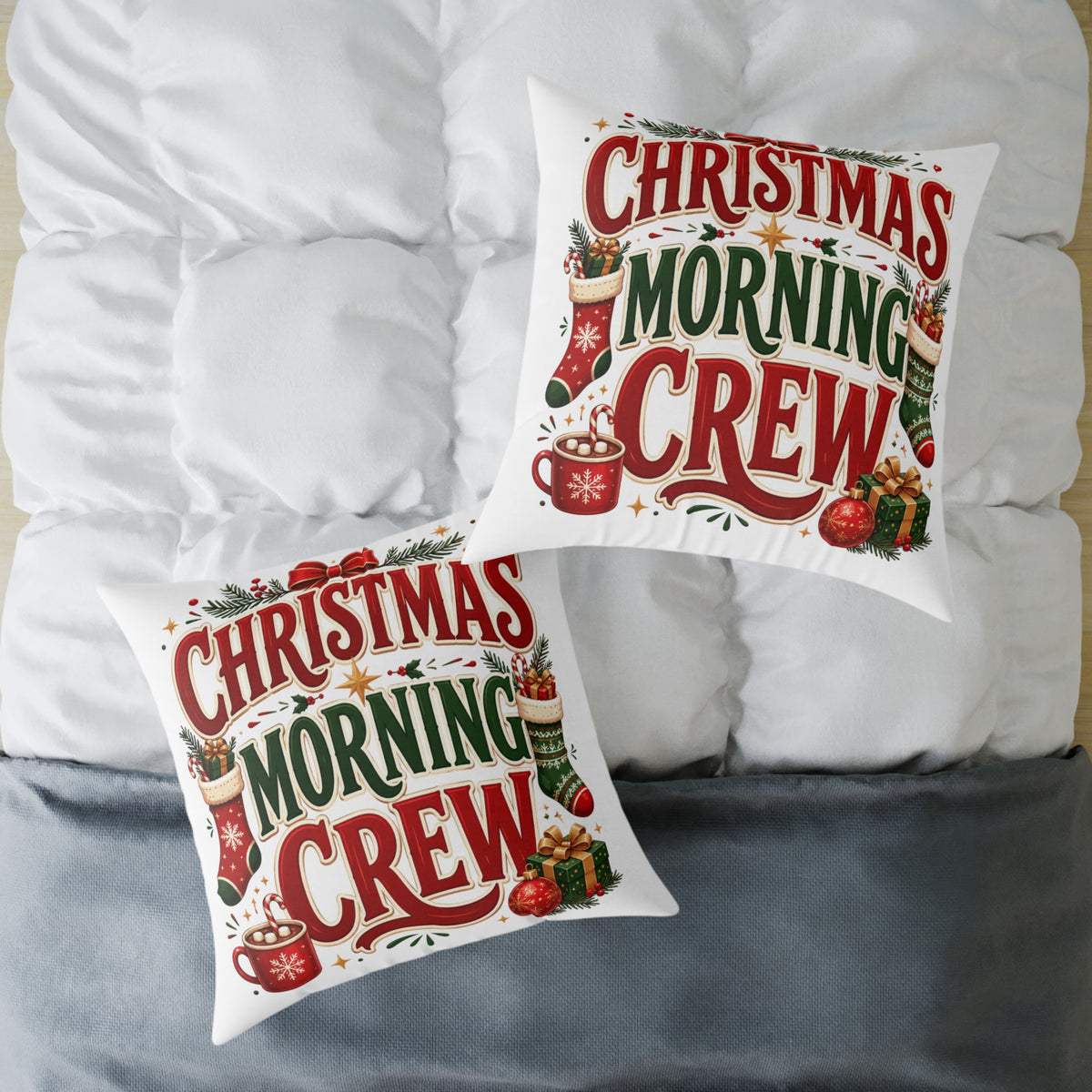 Christmas Morning Crew Pillow - Festive Holiday Decorative Throw Cushion