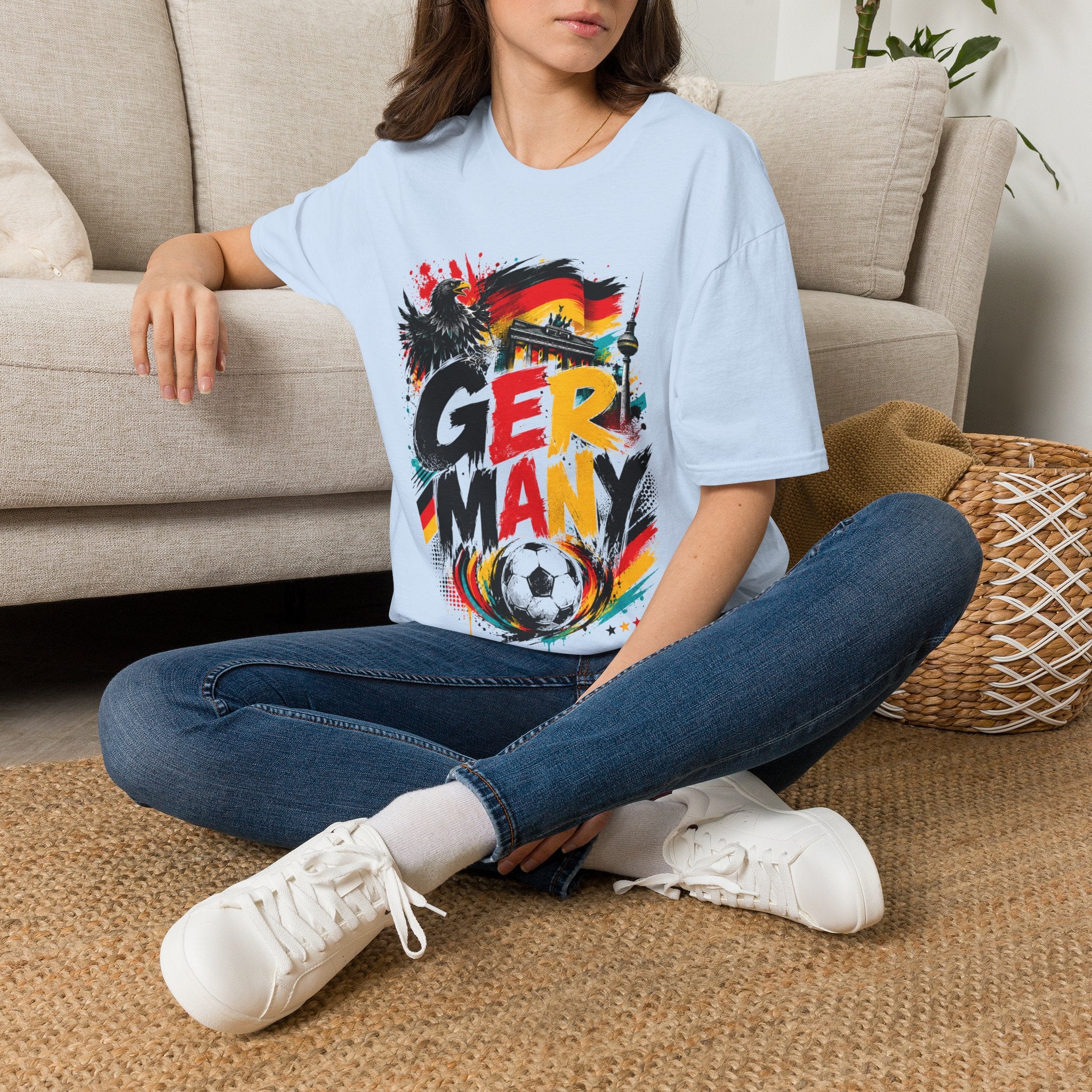 Germany Soccer Graphic T‑Shirt — Flag, Eagle & Brandenburger Tor Design