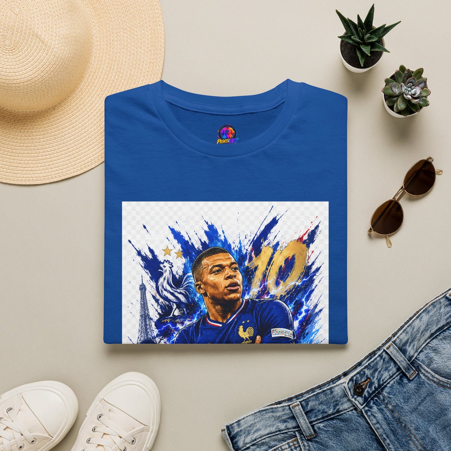 France Mbappé Soccer T-Shirt — #10 Blue Action Portrait Tee