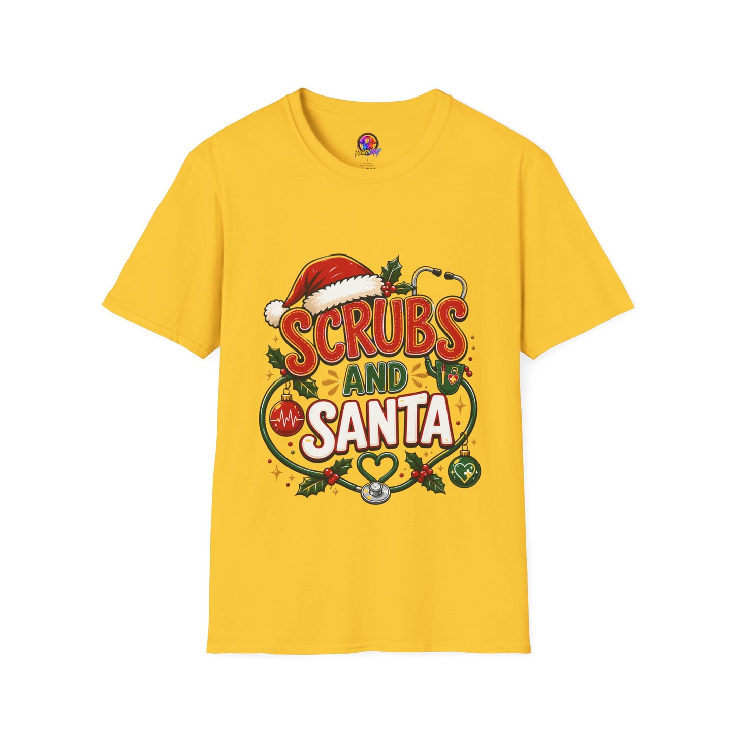 Scrubs and Santa Christmas Tee — Funny Nurse Holiday T-Shirt