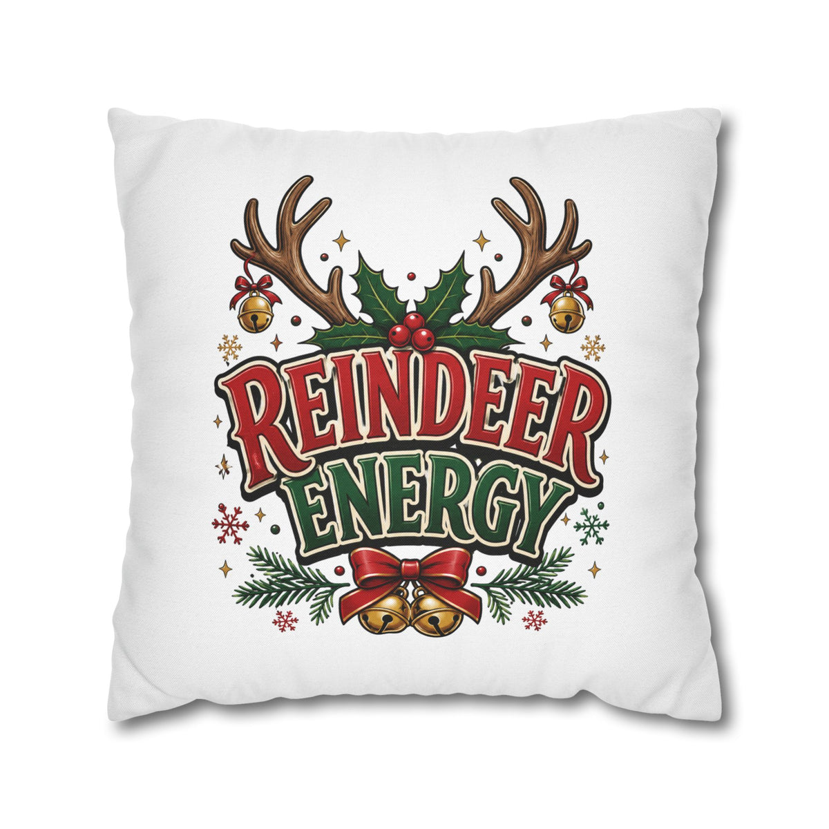 Christmas Reindeer Energy Holiday Pillowcase — Festive Christmas Decorative Throw Cover