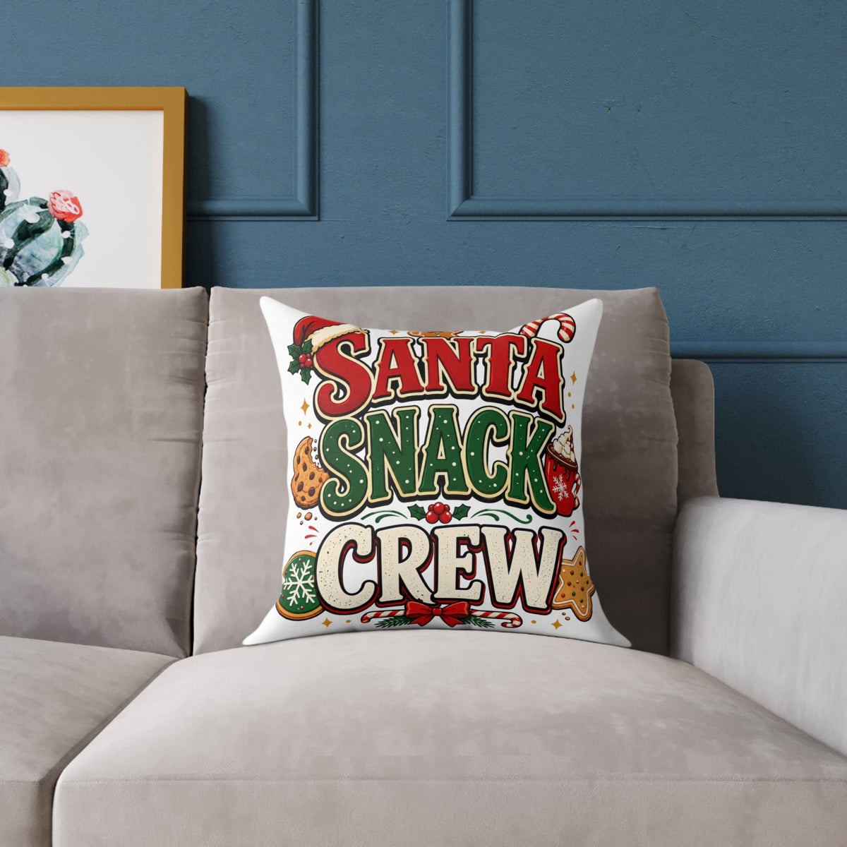 Christmas Santa Snack Crew Pillow — Christmas Holiday Decorative Throw Pillow