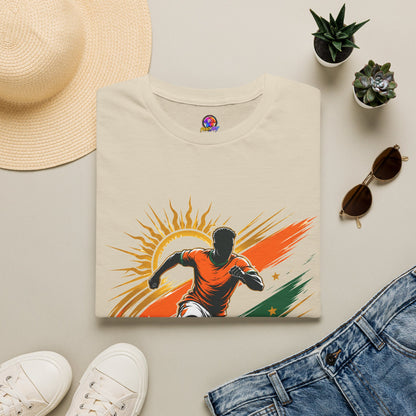 Côte d'Ivoire Orange Power Soccer T-Shirt — Dynamic Player Graphic Tee