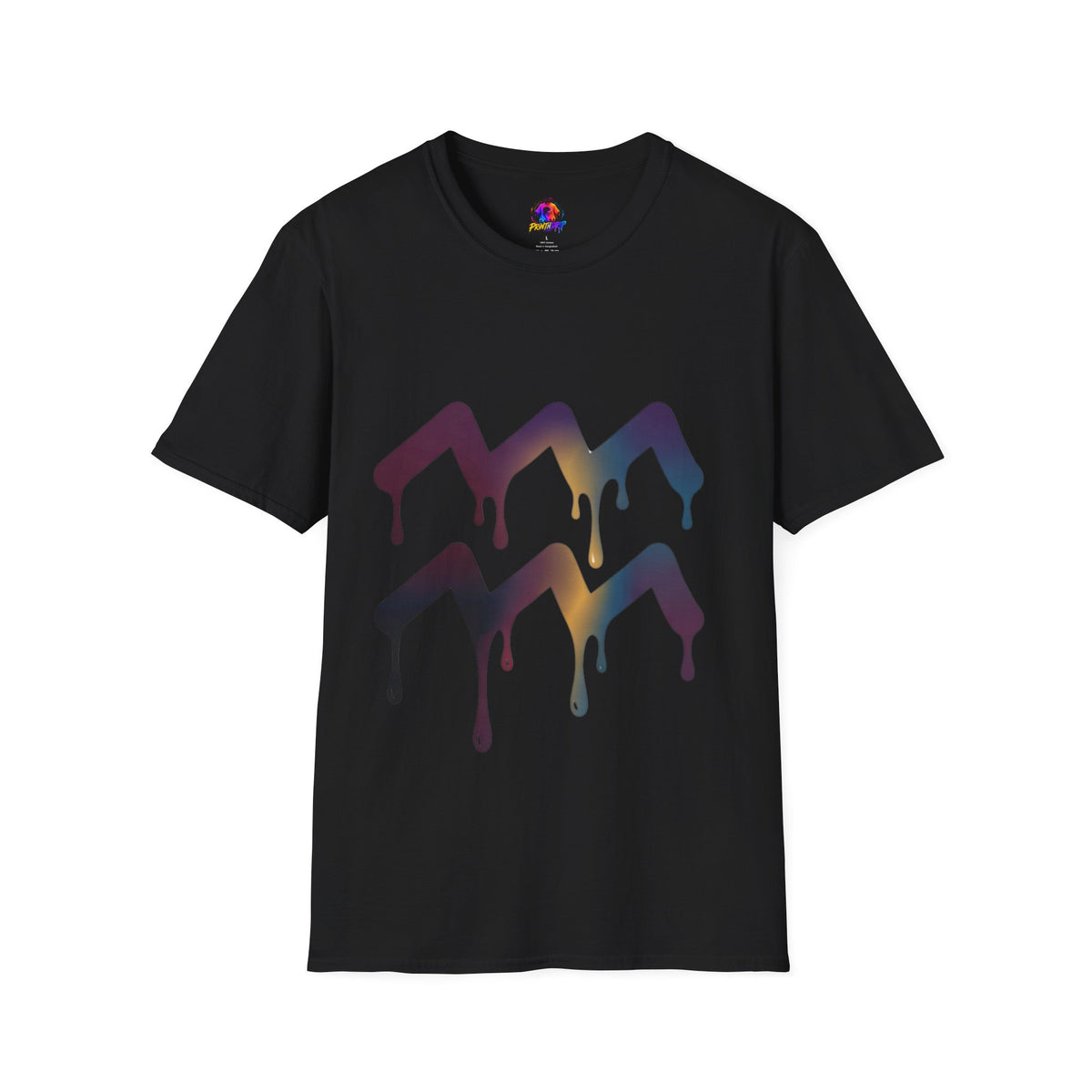 Aquarius Zodiac Dripping Chevron Graphic T-Shirt