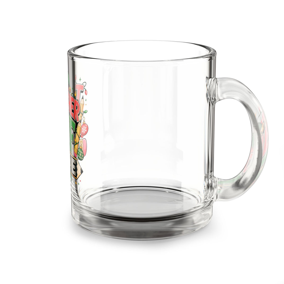 Christmas Glass Mug 10 oz Teacher Elf Mode Glass Mug — 10oz Christmas Teacher Coffee Cup