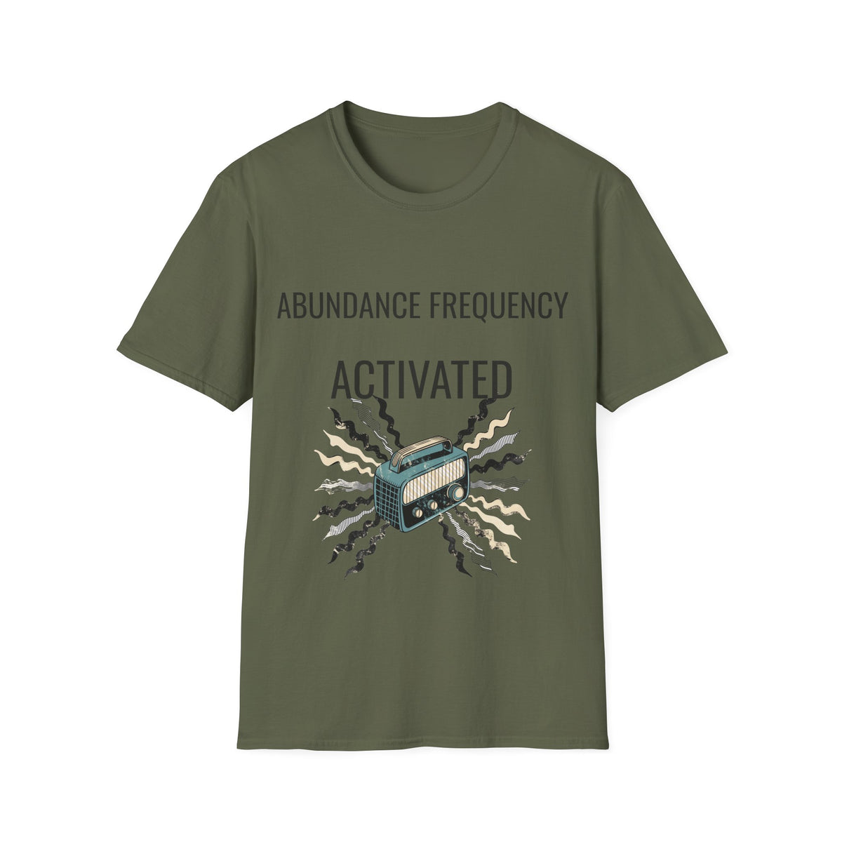"Abundance Frequency Activated" Retro Radio Tee - Aesthetic Law Of Attraction Manifest White T-Shirt - Trending Now - September 2026