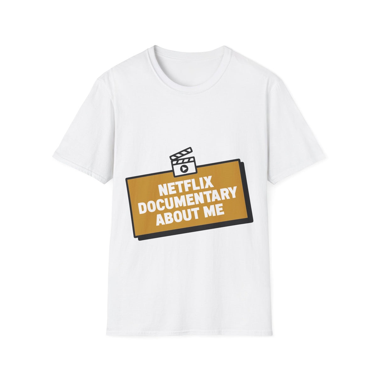Netflix Documentary About Me Gold Block Badge T-Shirt - Funny Sarcastic Pop Culture Tee - Trending Now - September 2026