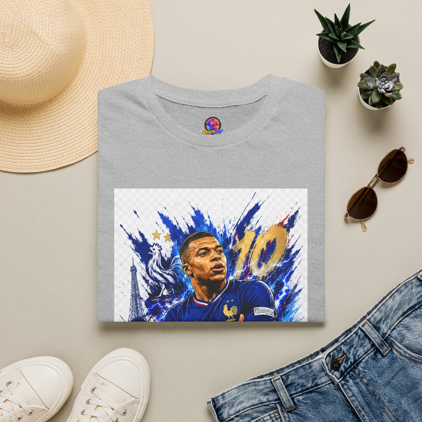 France Mbappé Soccer T-Shirt — #10 Blue Action Portrait Tee