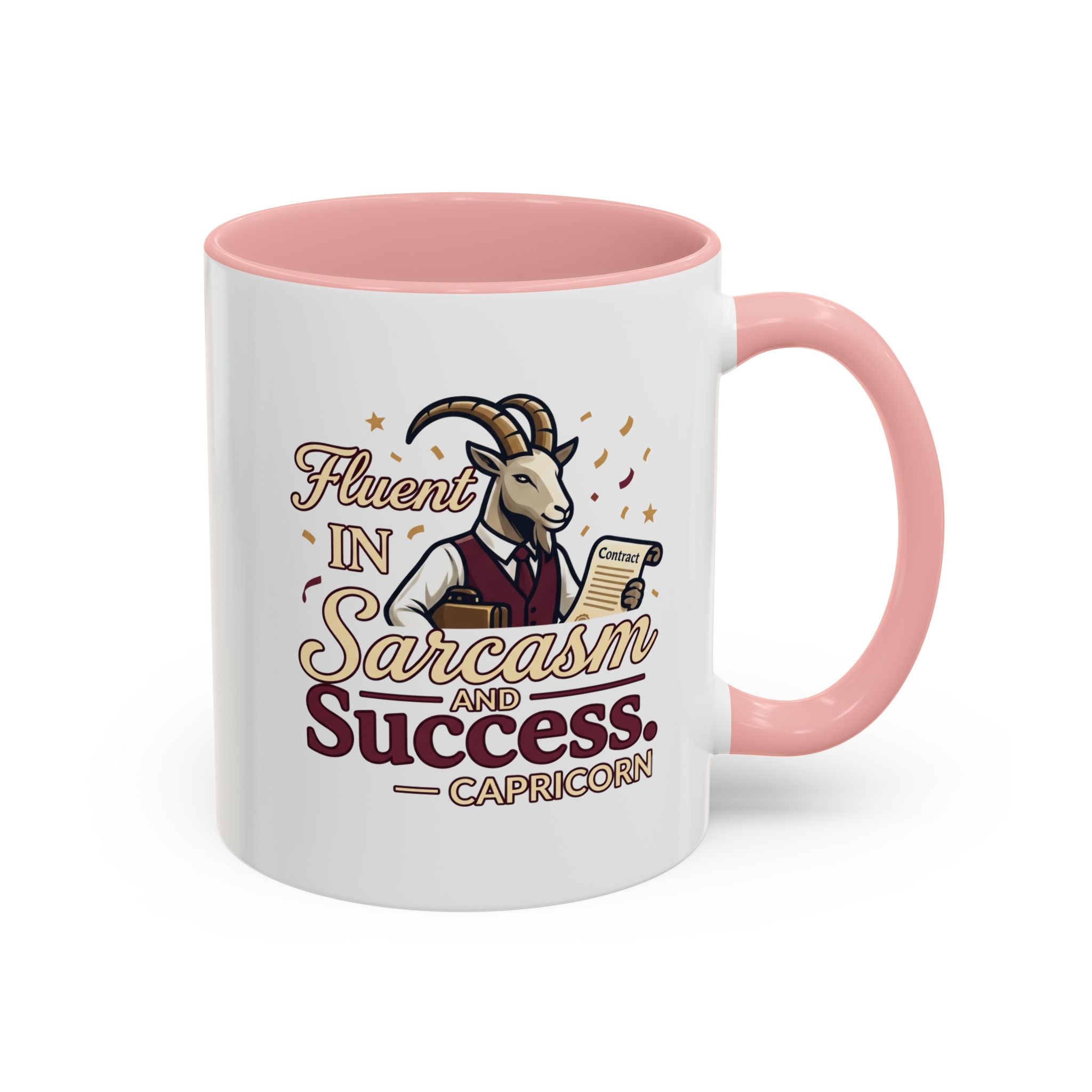 Capricorn Coffee Mug — "Fluent in Sarcasm and Success" Accent Mug