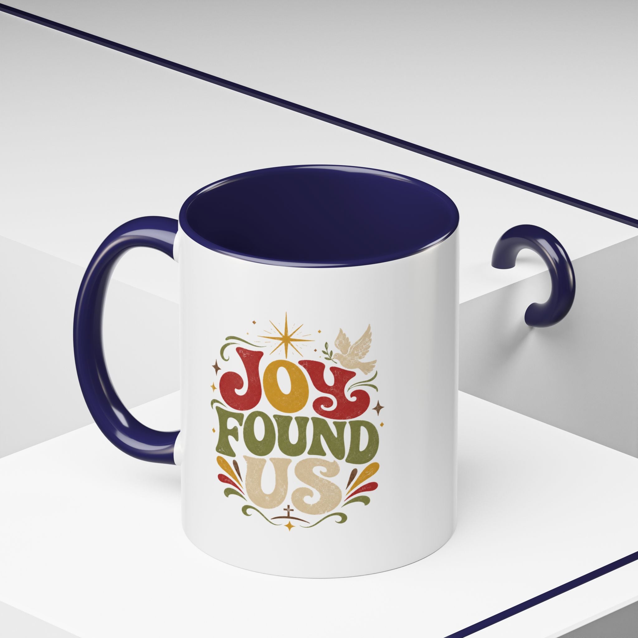 Christmas Joy Found Us Mug — Retro Holiday Coffee Cup
