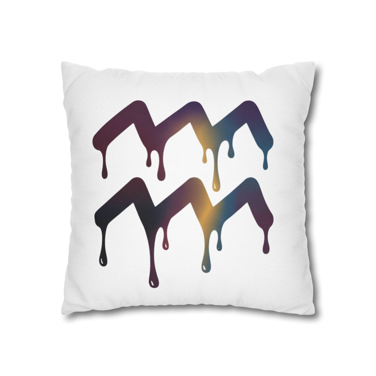 Dripping Aquarius Symbol Pillowcase — Zodiac Decorative Throw Pillow Cover