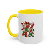 Candy Cane Crew Accent Coffee Mug — Christmas Holiday Hot Cocoa Cup
