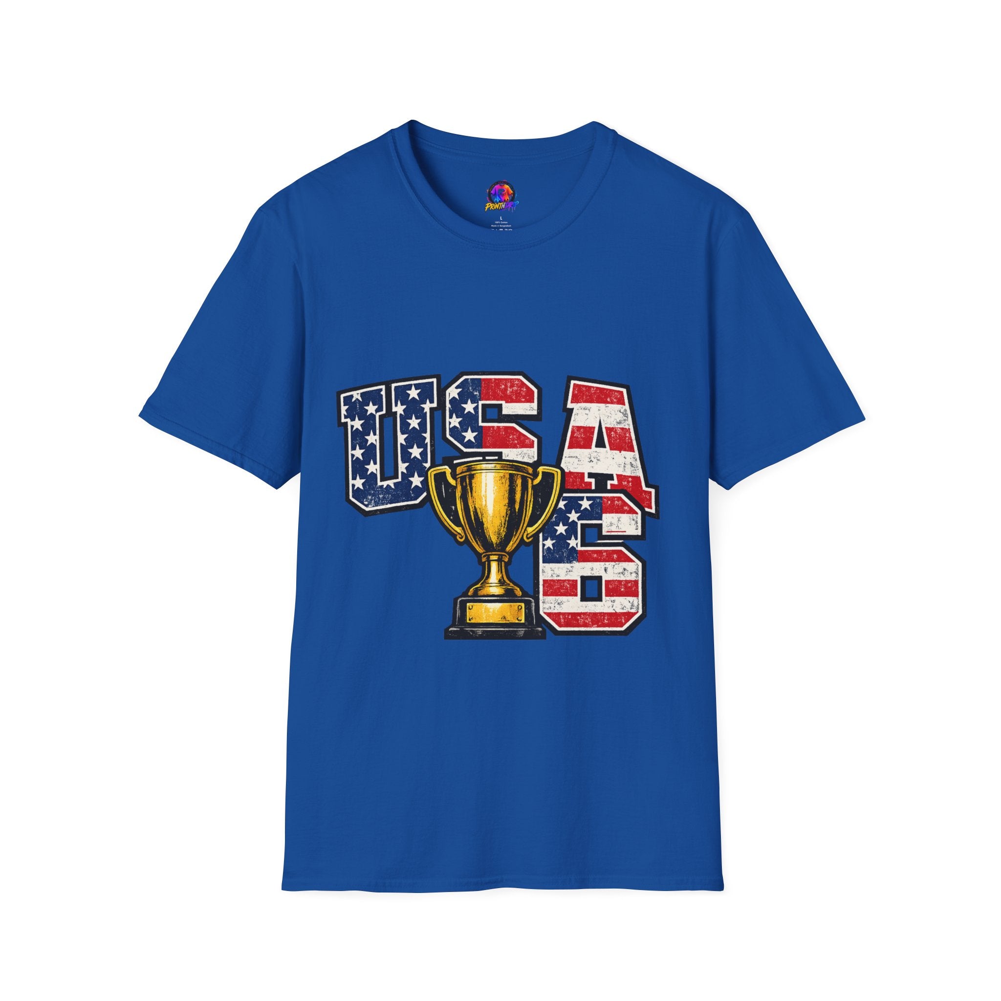 USA Trophy T-Shirt — Patriotic American Flag Graphic Tee