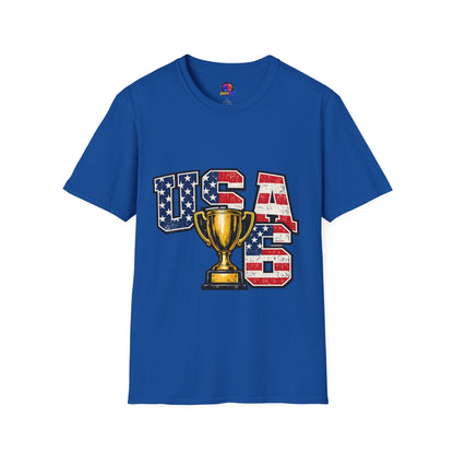 USA Trophy T-Shirt — Patriotic American Flag Graphic Tee