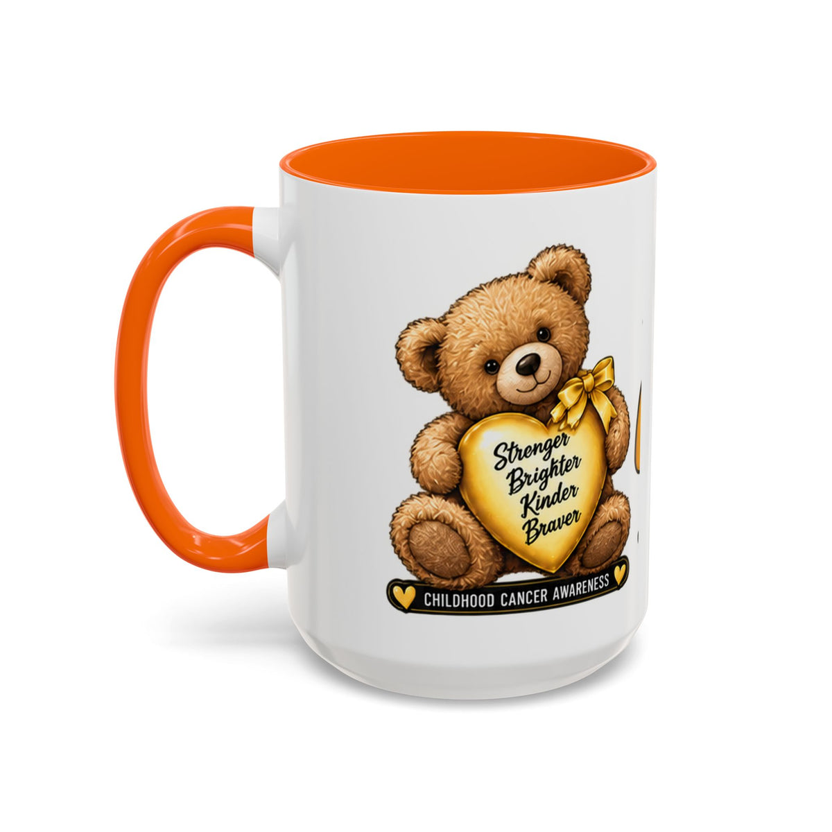 Gold Ribbon Teddy Bear Childhood Cancer Awareness Accent Mug (11/15oz)