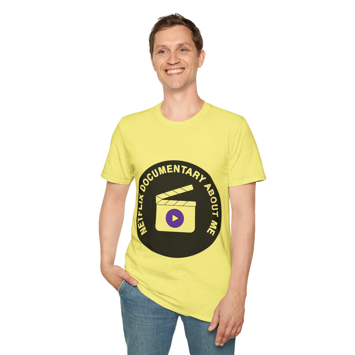 Netflix Documentary About Me Purple Badge T-Shirt - Retro Circle Logo Graphic Tee - Trending Now - September 2026