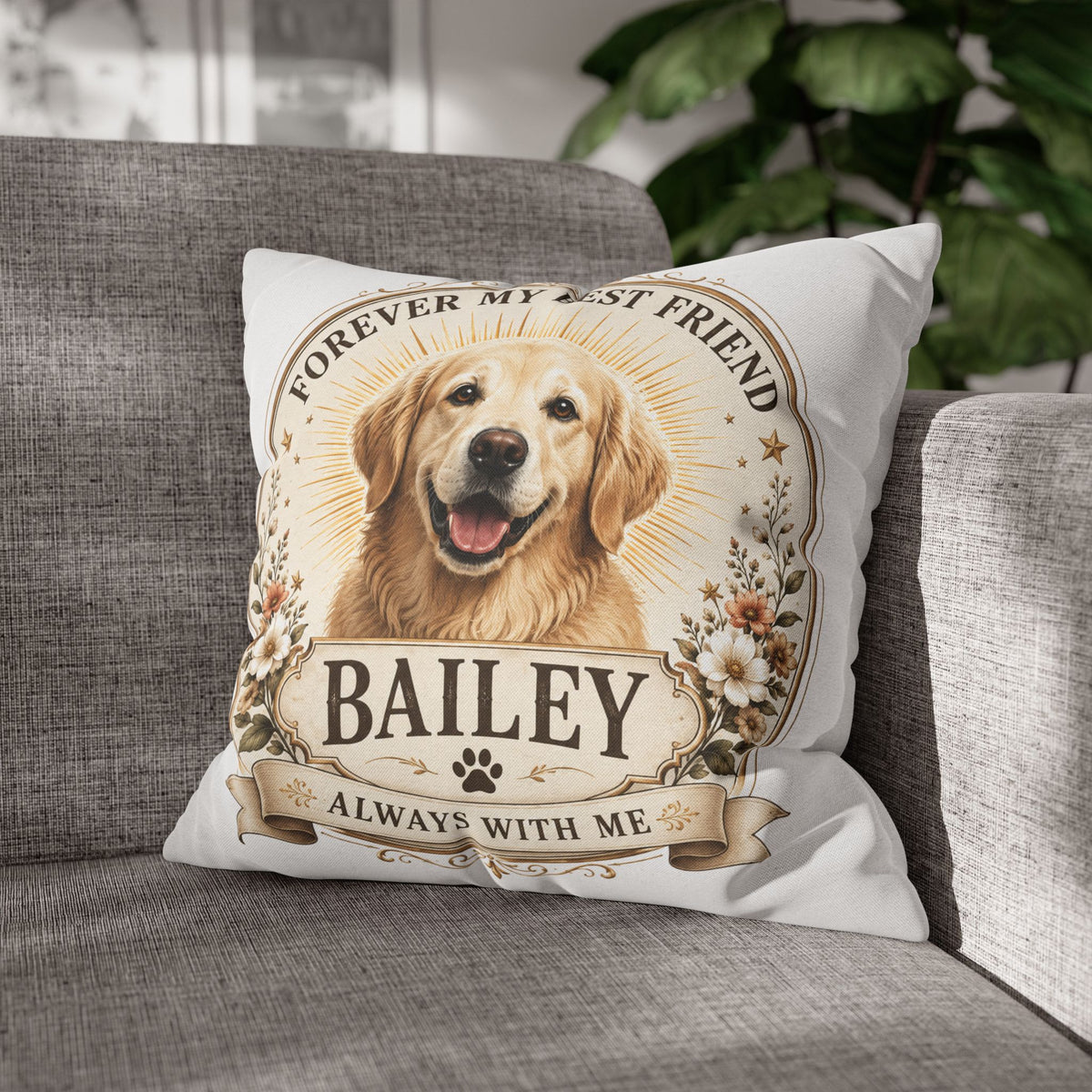 Personalized Dog Pillowcase Milo Bailey Dog Dad Mom - "Forever My Best Friend" Golden Retriever Tribute