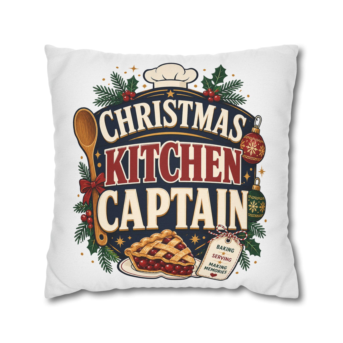 Christmas Kitchen Captain Pillowcase Modern Day Christmas  — Holiday Baking Decorative Throw Pillowcase