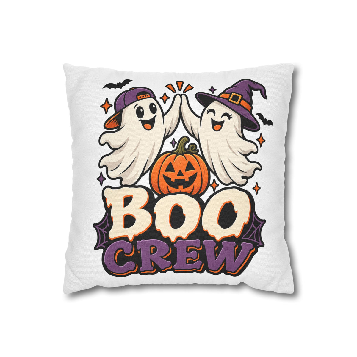 Halloween Boo Crew Pillowcase — Cute Ghost Pumpkin Decorative Throw Pillow Cover