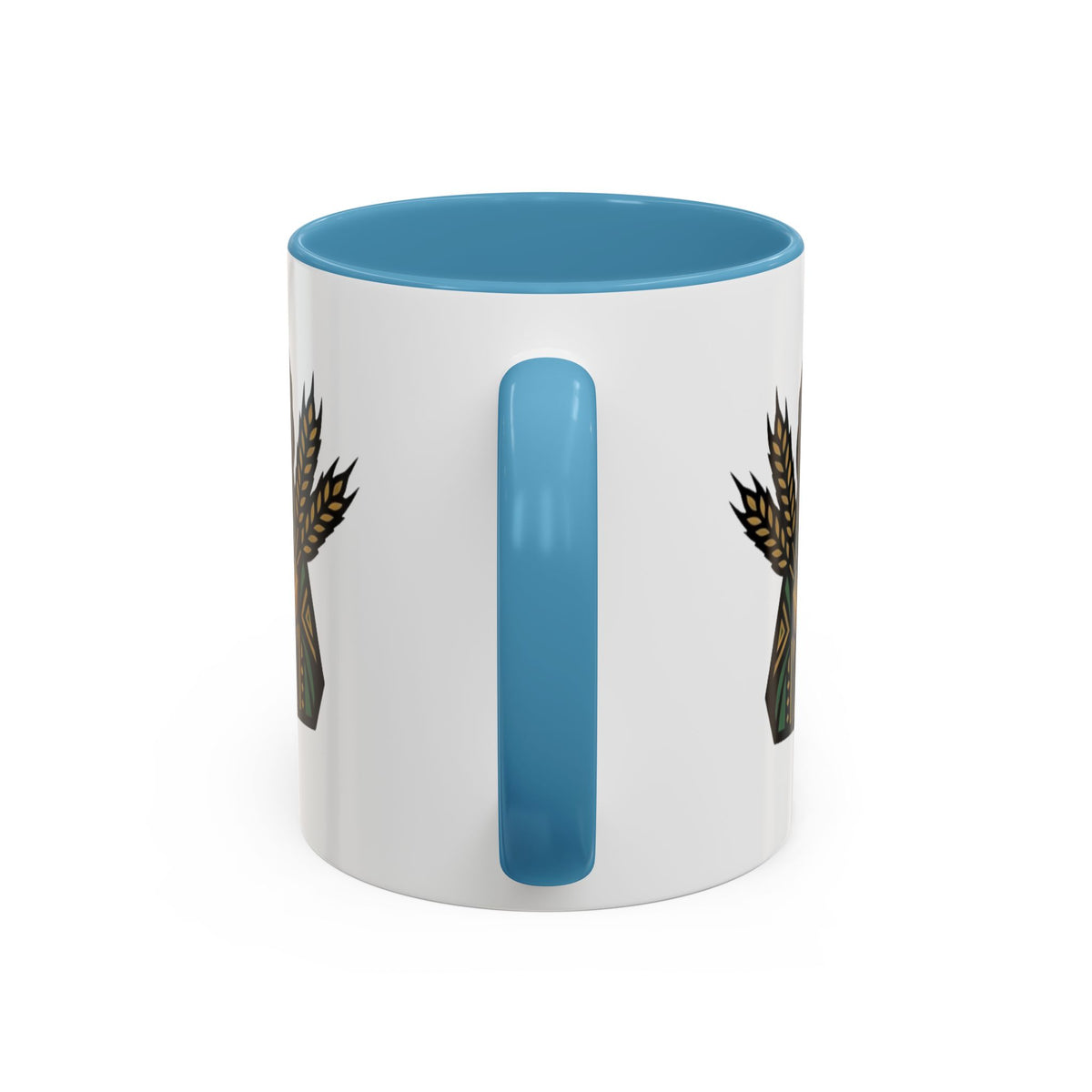 Virgo Zodiac Harvest Goddess Accent Coffee Mug — Rustic Wheat & Earthy Green Tribal Design