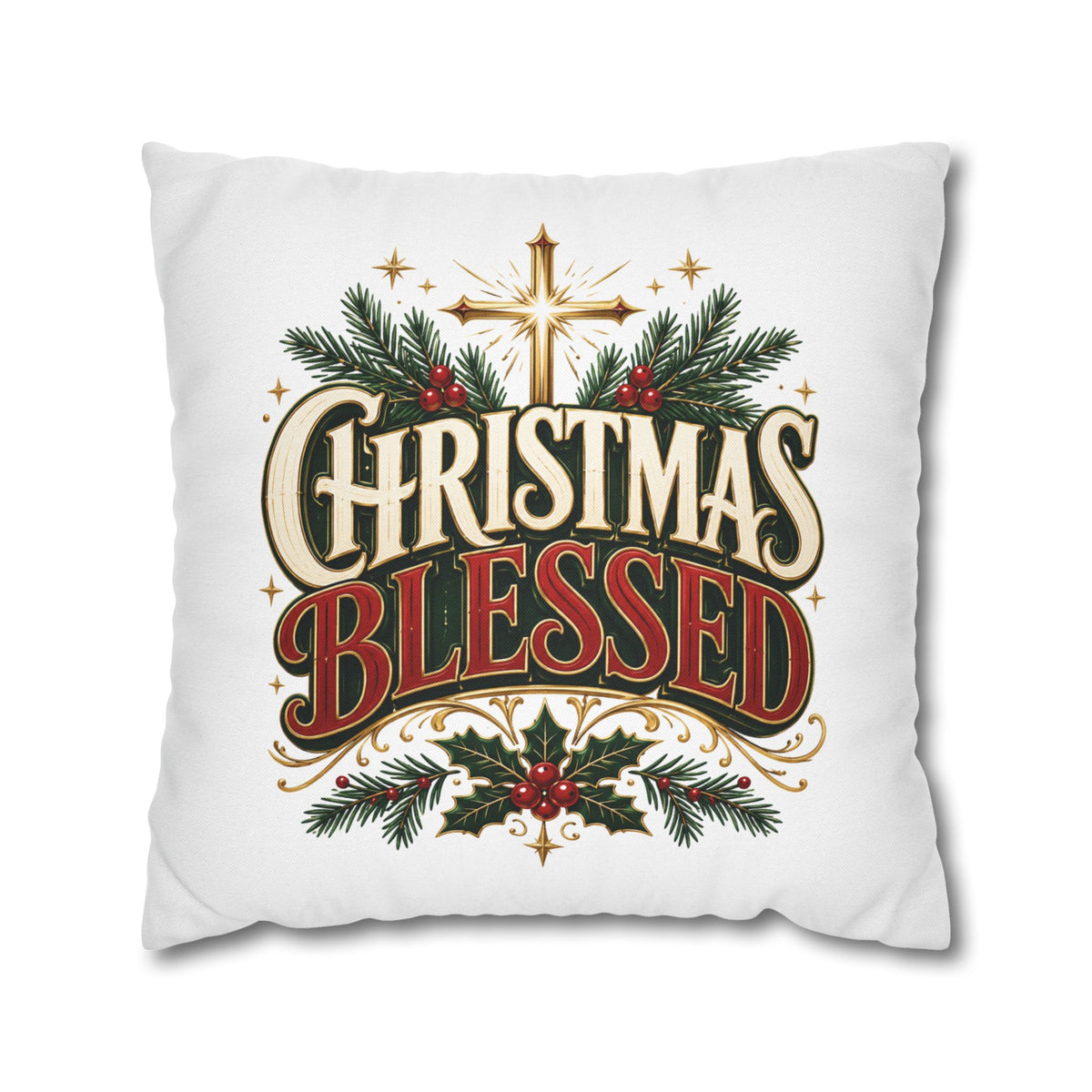Christmas Spun Square Pillowcase Christmas Blessed Pillowcase