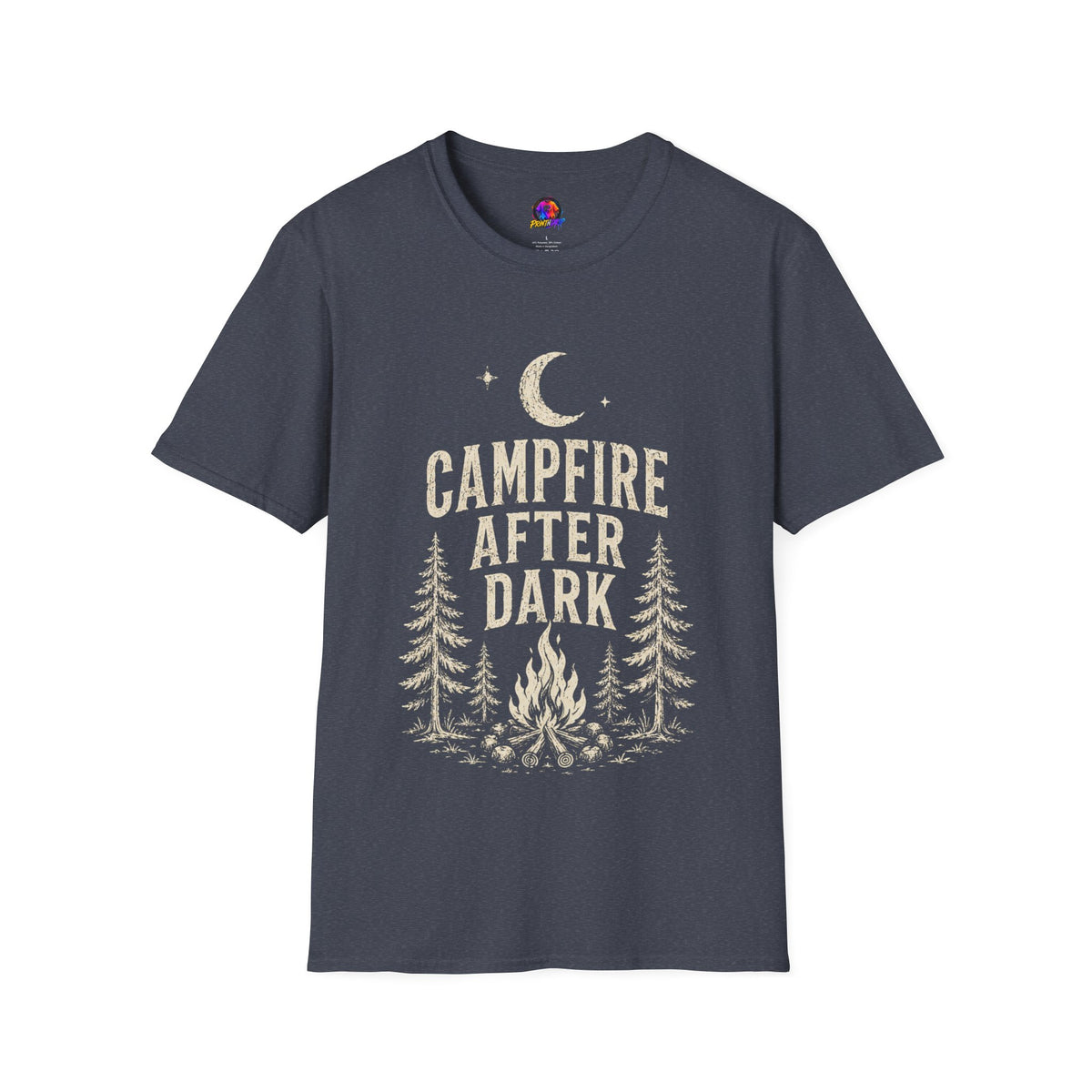 Campfire After Dark T-Shirt — Vintage Moon & Pine Camping Tee