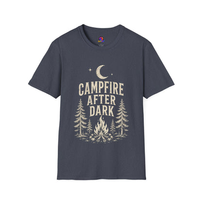Campfire After Dark T-Shirt — Vintage Moon & Pine Camping Tee