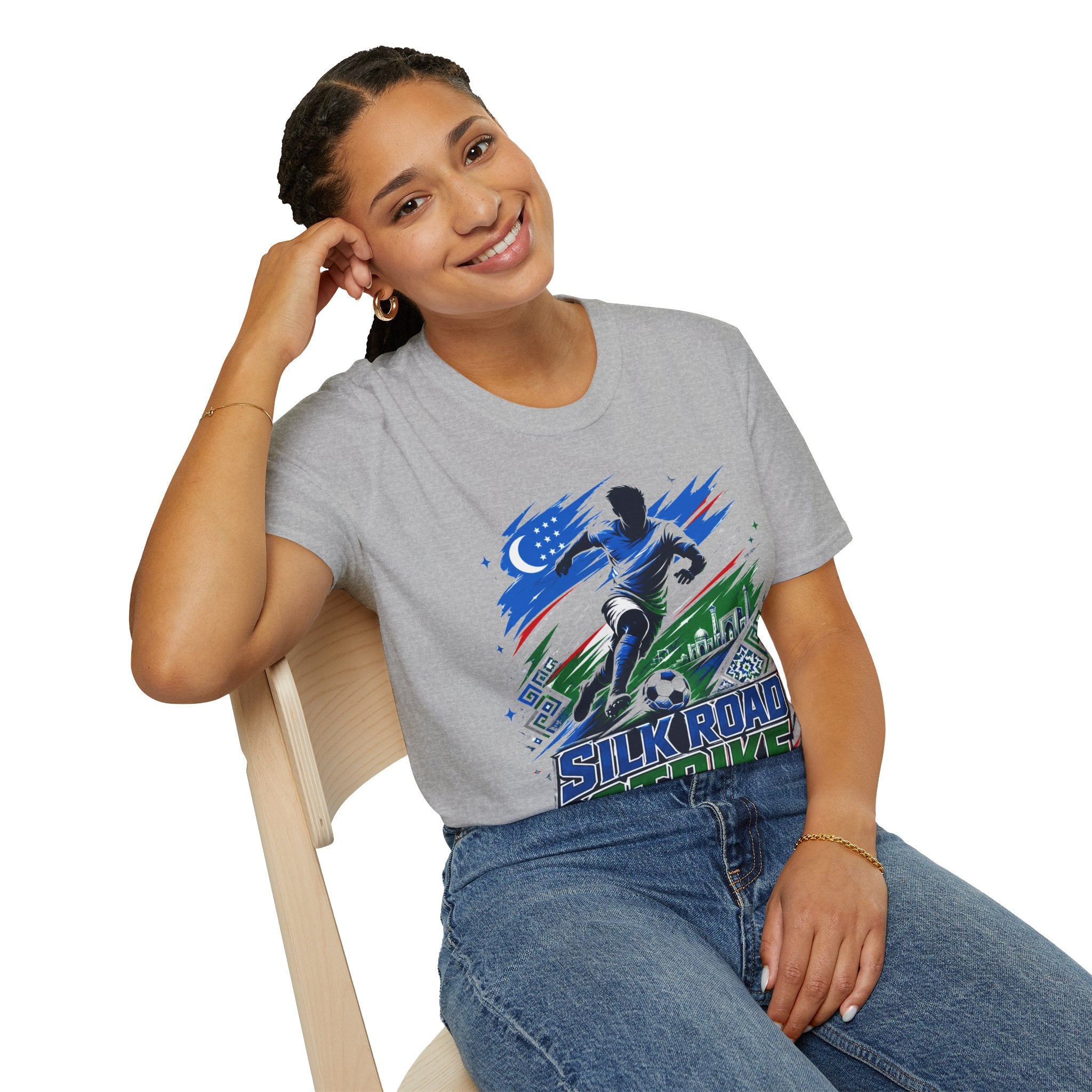 Silk Road Strike Soccer T-Shirt — Uzbekistan Football Graphic Tee