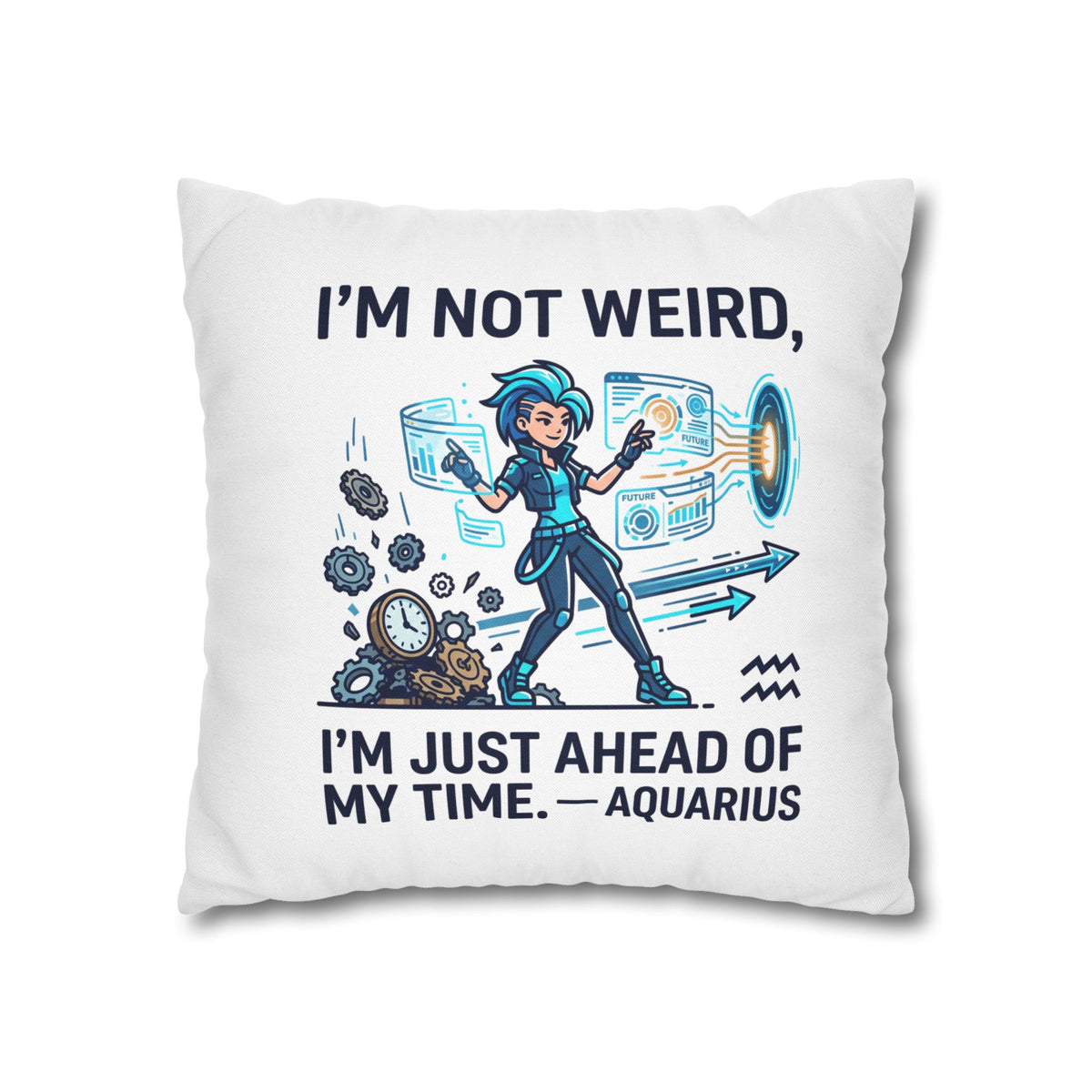 Aquarius Zodiac Spun Polyester Square Pillowcase