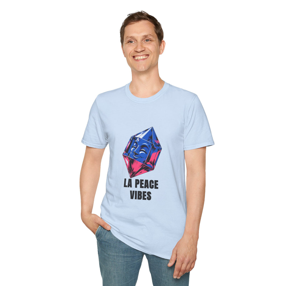 Peace Vibes T-Shirt — Blue Crystal Smiling Buddha Graphic Tee - Trending Now - August 2026