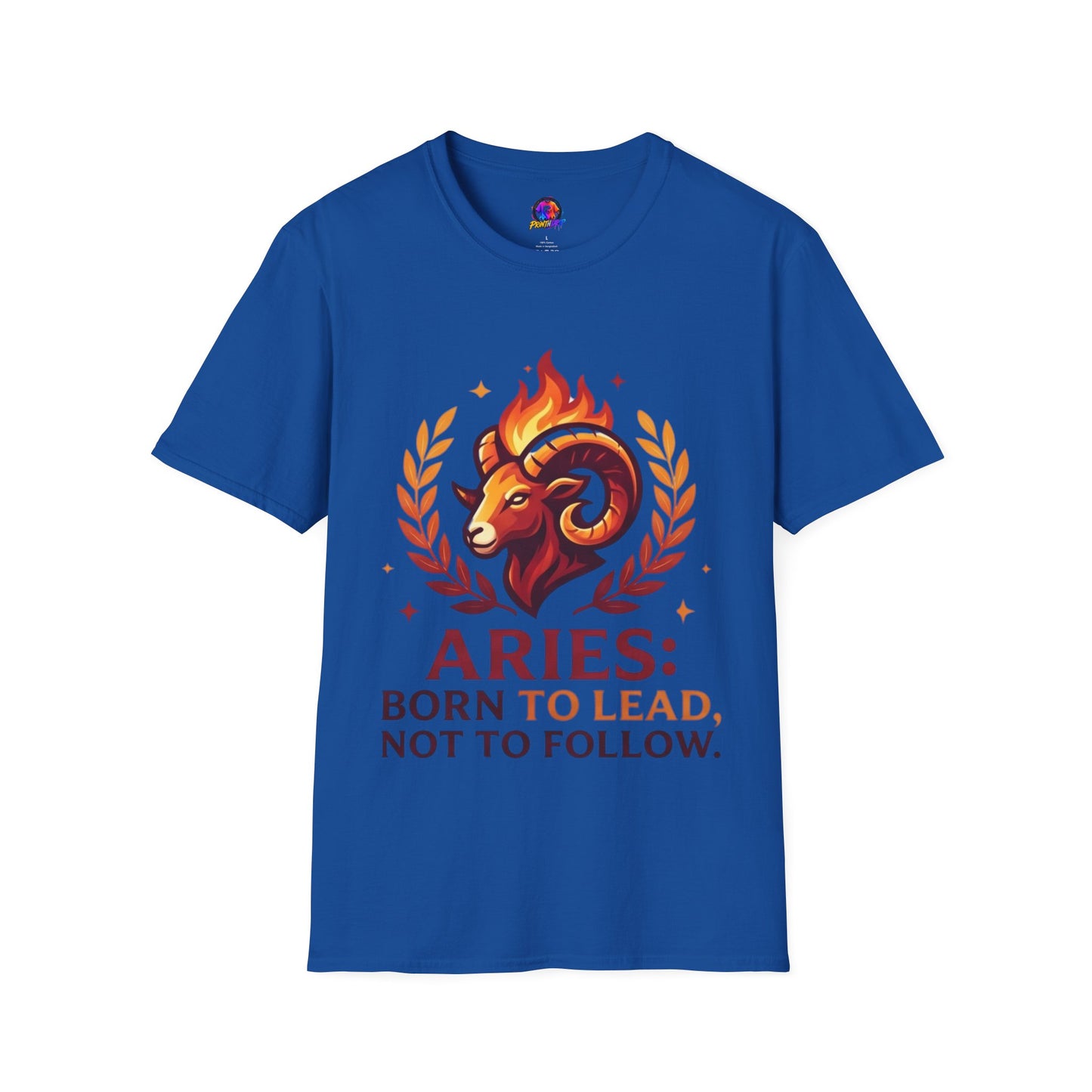 Aries Zodiac T-Shirt — "Born to Lead Not to Follow" Ram Graphic
