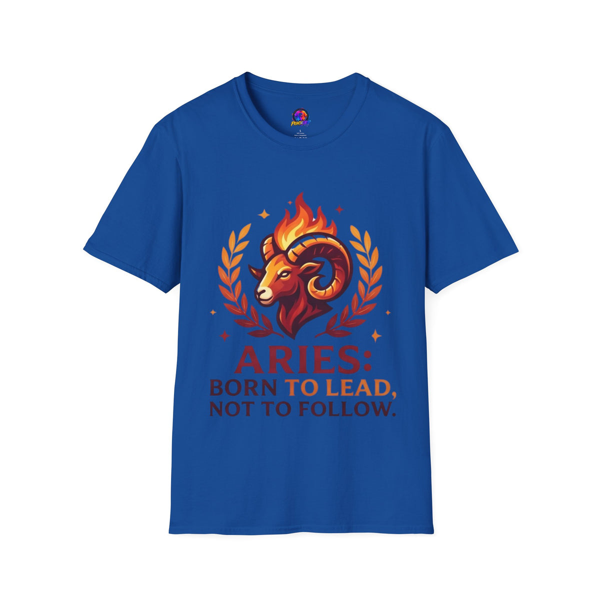 Aries Zodiac T-Shirt — "Born to Lead Not to Follow" Ram Graphic