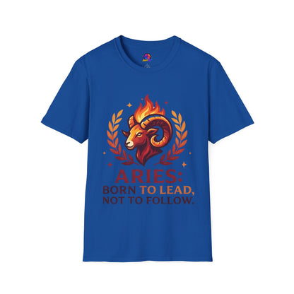 Aries Zodiac T-Shirt — "Born to Lead Not to Follow" Ram Graphic