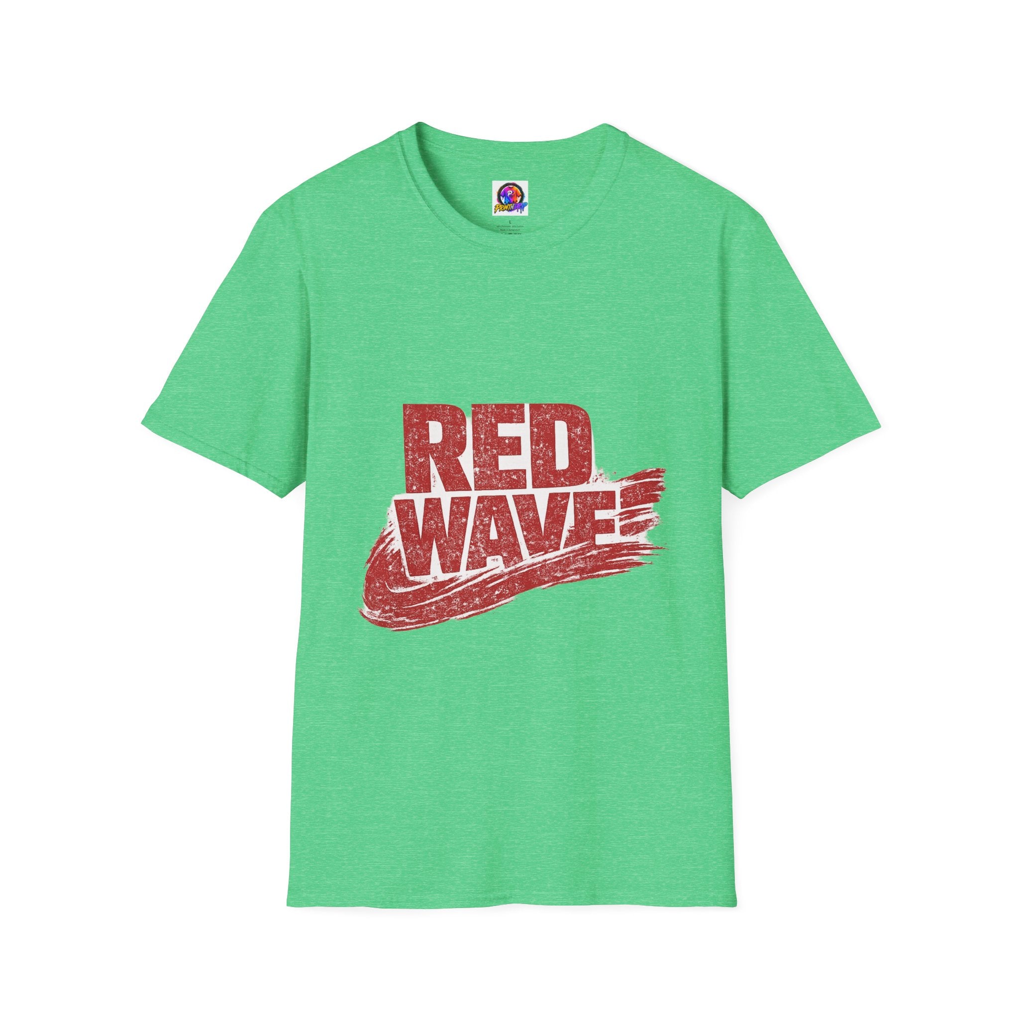 South Korea Red Wave Graphic T‑Shirt — Vintage Distressed Logo Tee