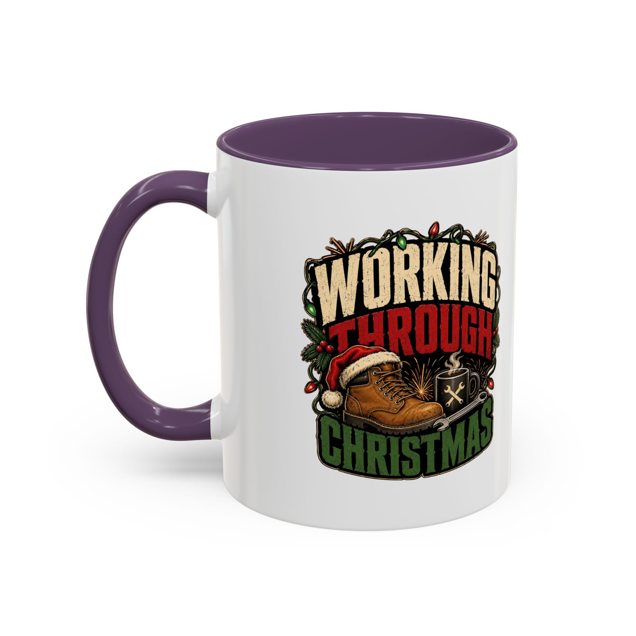 Modern Day Christmas Working Through Christmas Coffee Mug — Funny Holiday Work & Overtime Gift