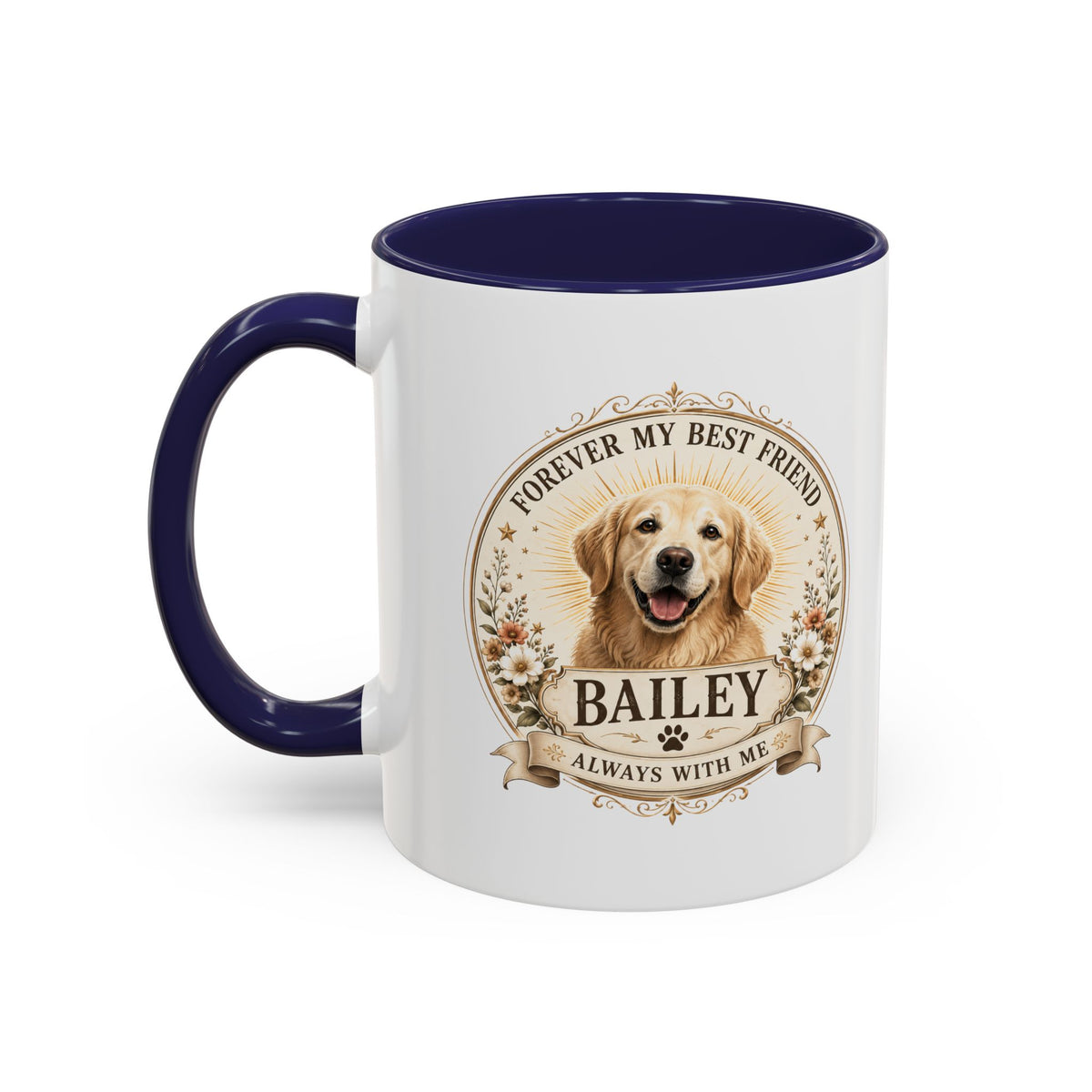 Milo Bailey Dog Dad Mom Golden Retriever Memorial Coffee Mug – "Forever My Best Friend" Personalized Name Accent Mug