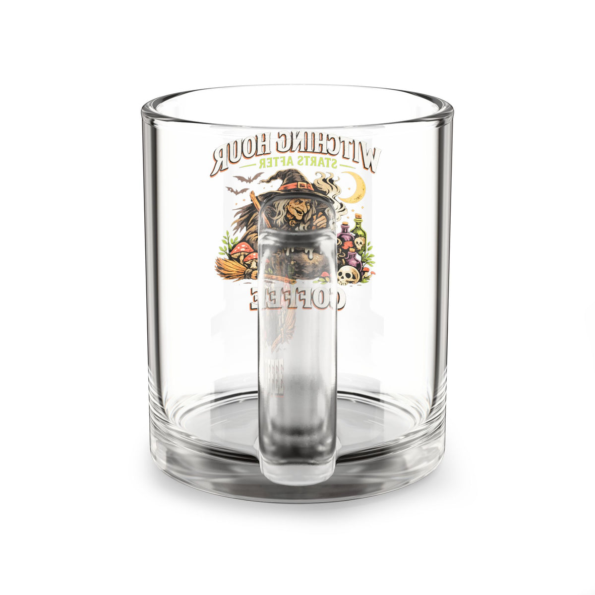 Halloween Glass Mug 10 oz  Witching Hour Glass Coffee Mug — 10oz Halloween Witch Design