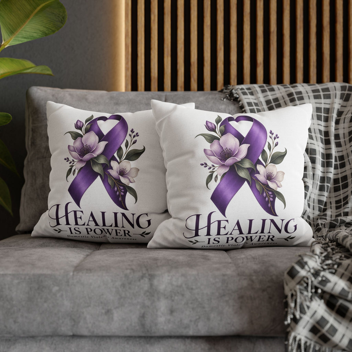 Domestic Violence Healing Is Power Purple Ribbon Pillow