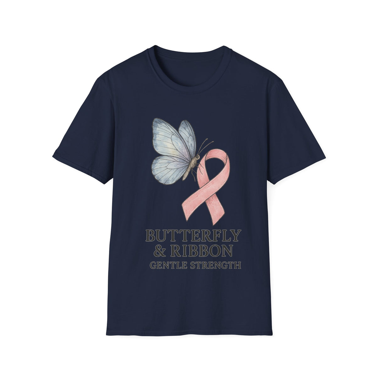 Butterfly and Ribbon Gentle Strength Graphic Tee, Pink Ribbon Breast Cancer T-Shirt - Trending Now - September 2026