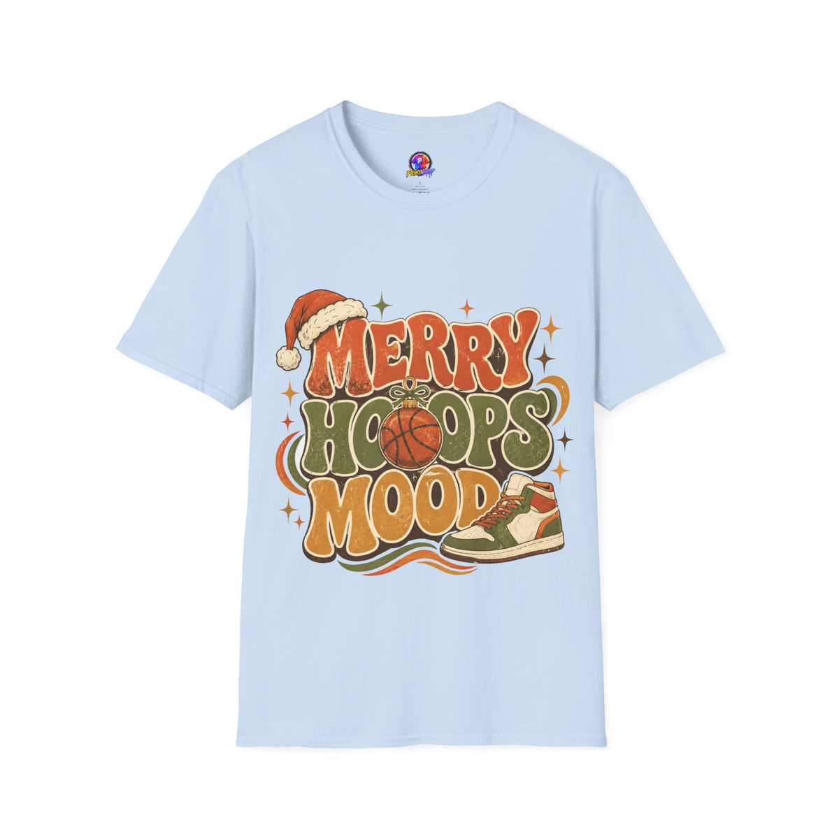 Merry Hoops Mood T-Shirt — Retro Holiday Basketball Christmas Tee