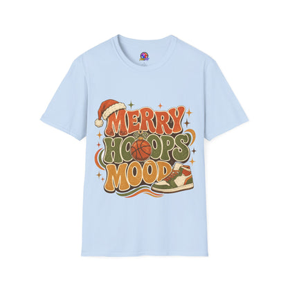 Merry Hoops Mood T-Shirt — Retro Holiday Basketball Christmas Tee