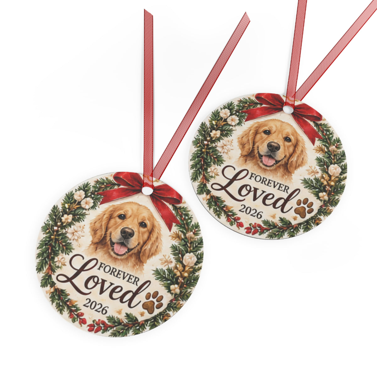Forever Loved Christmas  2026 Goldendoodle Memorial Metal Ornament
