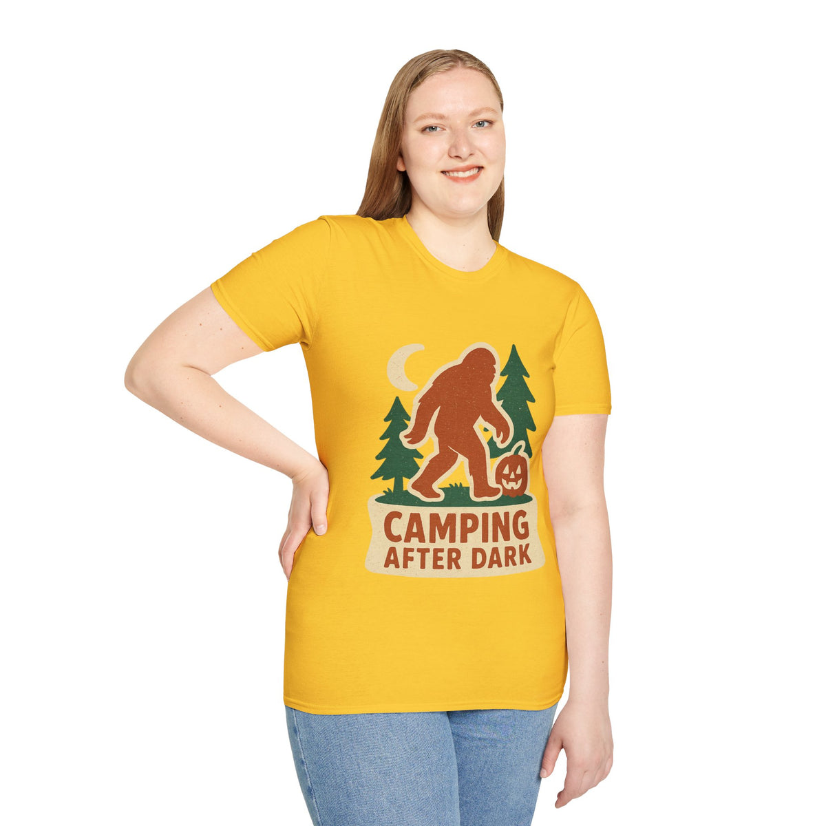 Camping After Dark T‑Shirt — Retro Bigfoot Camp Graphic Tee - Trending Now - August 2026