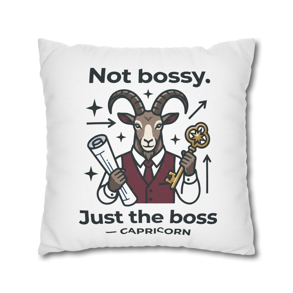 Capricorn Pillowcase — “Not Bossy, Just the Boss” Zodiac Gift