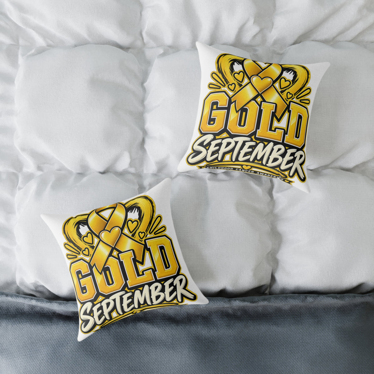 Gold September Pillow — Childhood Cancer Awareness Decorative Throw Pillow