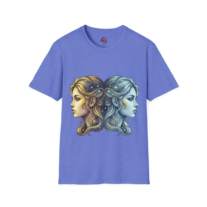 Zodiac Gemini Sun & Moon T-Shirt — Dual Faces Cosmic Design
