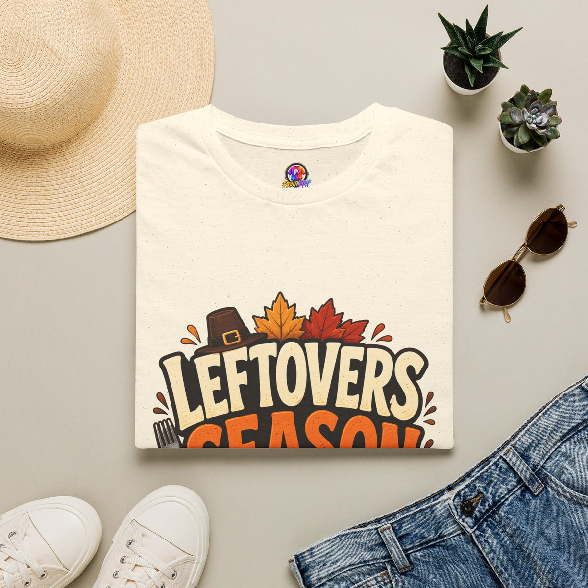Thanksgiving T-Shirt Leftovers Season T-Shirt — Funny Thanksgiving Turkey & Pie Graphic Tee