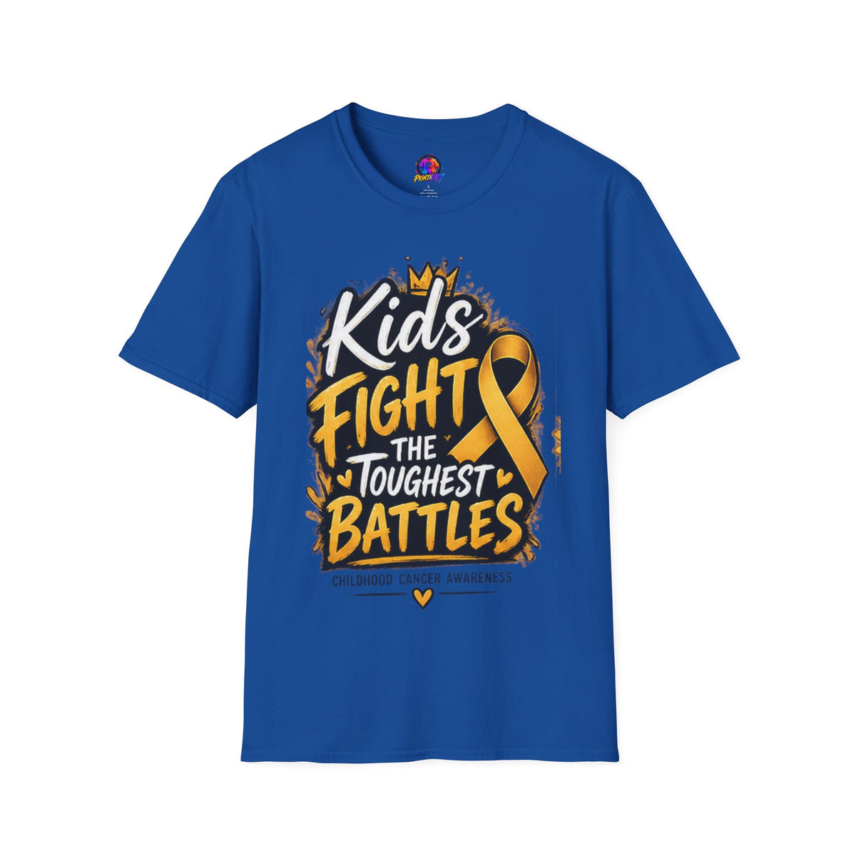 Childhood Cancer Awareness T-Shirt — "Kids Fight the Toughest Battles" Gold Ribbon
