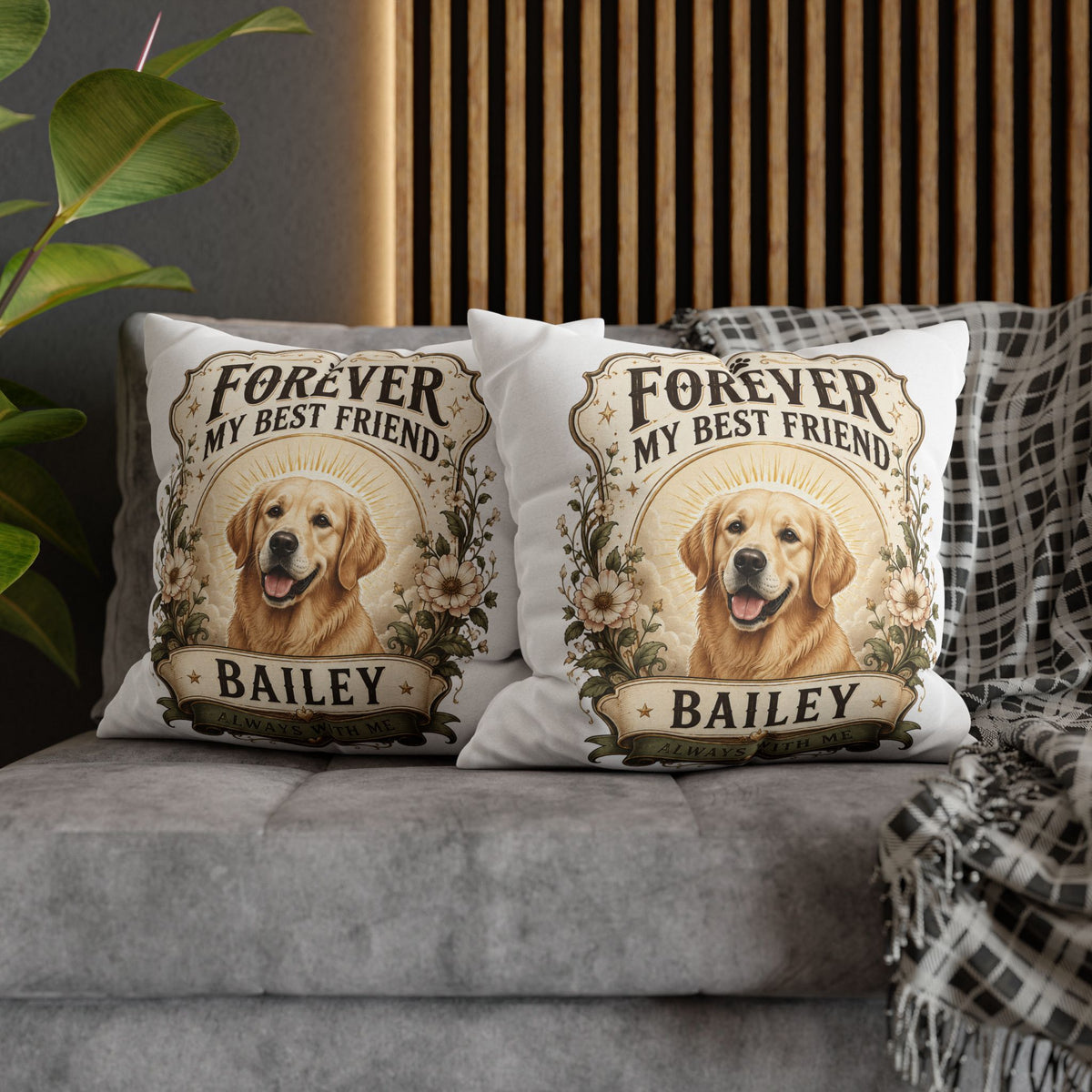 Forever My Best Friend Golden Retriever Milo Bailey Dog Dad Mom Pillowcase – Personalized Dog Memorial Cushion Cover