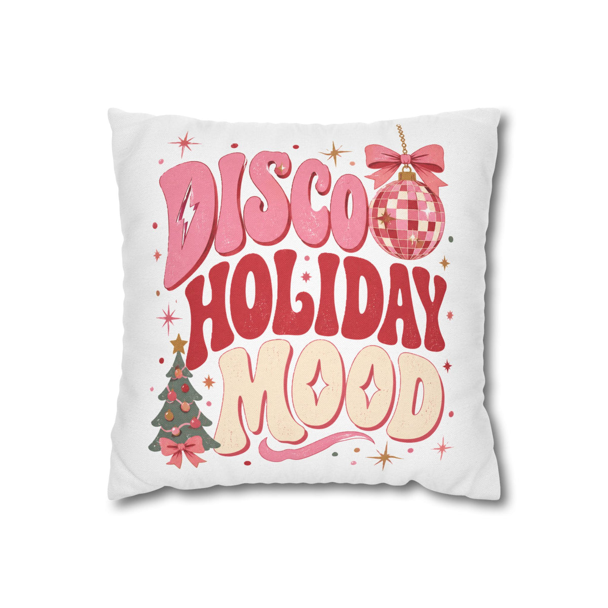 Holiday Pillowcase — 'Disco Holiday Mood' Retro Christmas Decor Modern Day Christmas